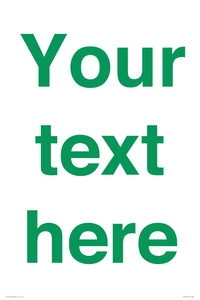 Custom blank information sign. Green text, plain background